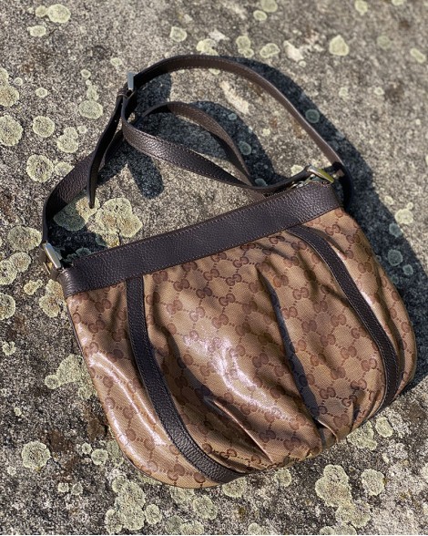 Kabelka dámská Gucci EBONY GG CRYSTAL CANVAS crossbody